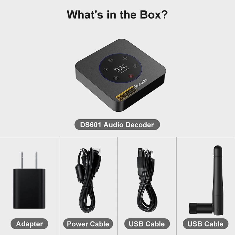 1Mii DS601 Bluetooth 5.0 Audio Decoder, HiFi LDAC aptX HD, USB DAC w/ Touchscreen for Home Stereo AV Receiver / Amplifier ES9038Q2M*2 XMOS XU208 DSD512 PCM32Bit/768Khz RCA Out