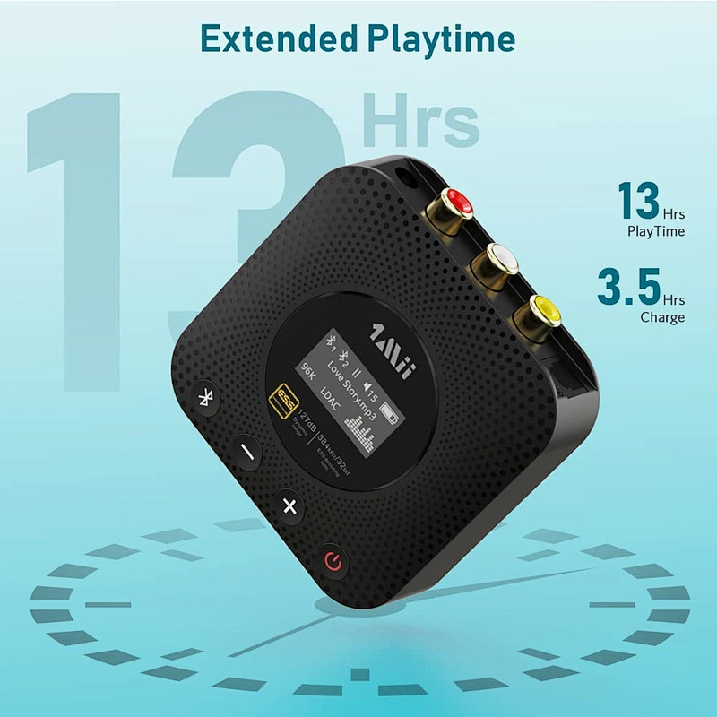 1Mii B06HD+ Bluetooth Receiver, HiFi Bluetooth 5.0 Audio Adapter w/ Audiophile DAC, LDAC, aptX HD & Low Latency, Volume Control & OLED Display for Home Stereo AV Receiver/Stereo Amplifier