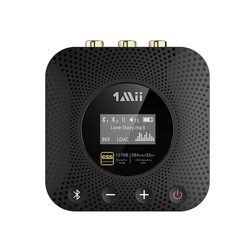 1Mii B06HD+ Bluetooth Receiver, HiFi Bluetooth 5.0 Audio Adapter w/ Audiophile DAC, LDAC, aptX HD & Low Latency, Volume Control & OLED Display for Home Stereo AV Receiver/Stereo Amplifier