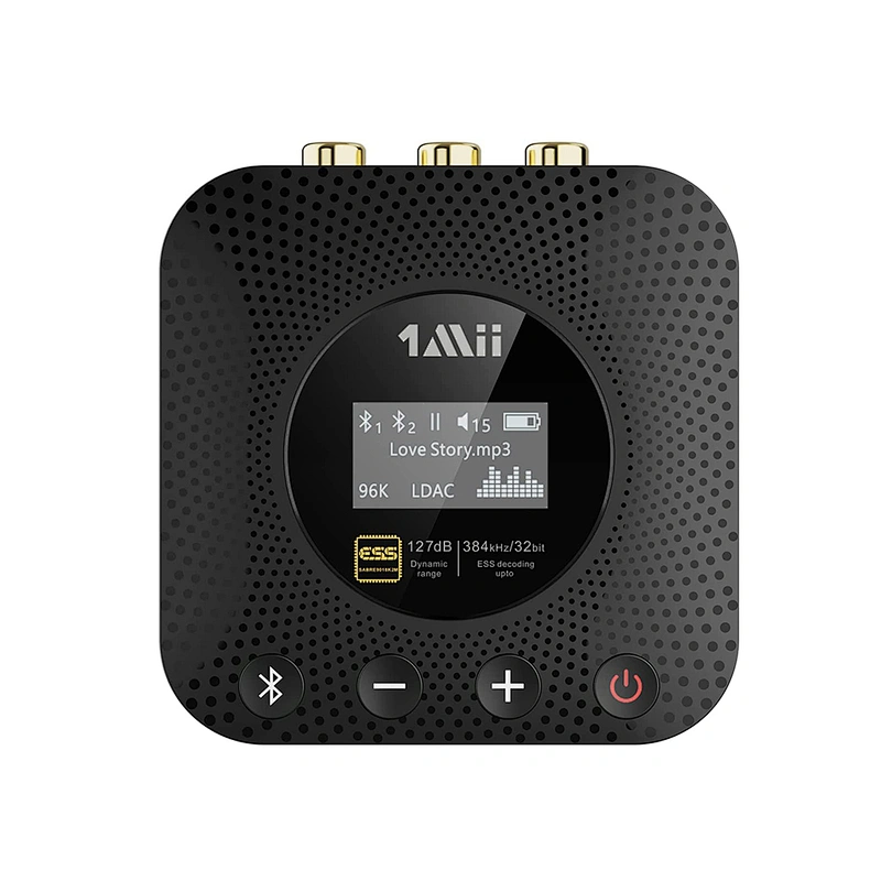 1Mii B06HD+ Bluetooth Receiver, HiFi Bluetooth 5.0 Audio Adapter w/ Audiophile DAC, LDAC, aptX HD & Low Latency, Volume Control & OLED Display for Home Stereo AV Receiver/Stereo Amplifier