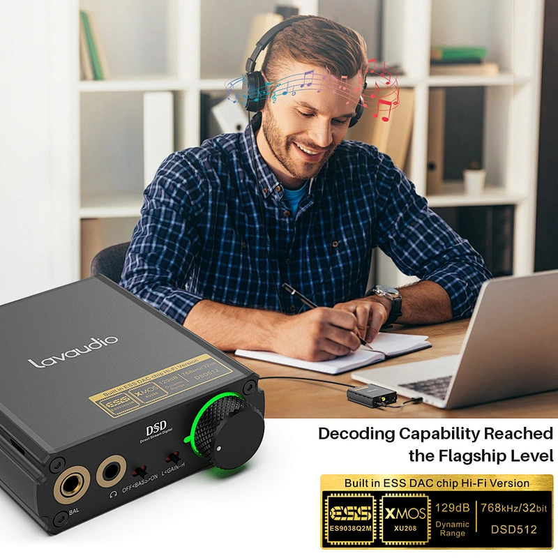 1Mii DS400 DAC/Amplifier Stereo Headphone Combo Supports 768K/32Bit and Native DSD512, Hi-Res Hi-Fi for PC Headphone Out/3.5/4.4 mm/Coaxial/Optical Out Windows/Android/iOS Compatible