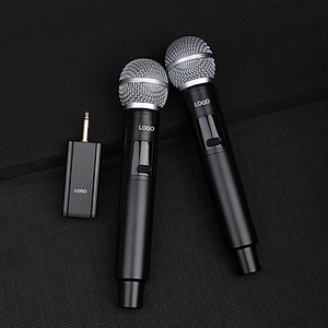 Portable Cordless UHF Microphone Set With Receiver Multi-functional Dual Wireless Dynamic Handheld Microphone Kit For Speakers