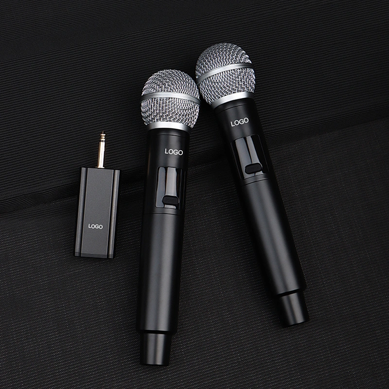 Portable Cordless UHF Microphone Set With Receiver Multi-functional Dual Wireless Dynamic Handheld Microphone Kit For Speakers
