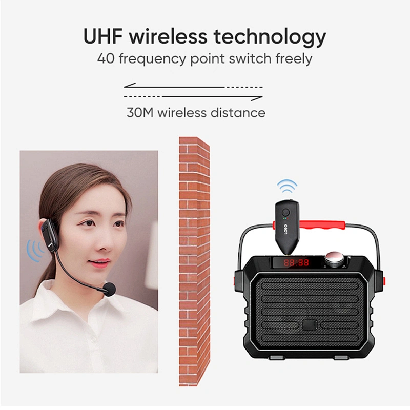 30m Wireless Distance UHF Technology Portable Headset Wireless Microphone with 3.5mm and 6.5mm Connector for Audio Equipment