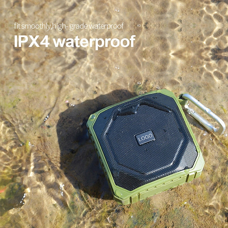 Portable Small Waterproof Rechargeable Outdoor Wireless Bluetooth Stereo Music Speaker with Metal Hook for Mobile Phone