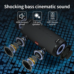 Mini UHF 40W Output Power IPX5 Waterproof 4400mAh Rechargeable Bluetooth Hi-Fi Speaker with UHF Wireless Karaoke Microphone
