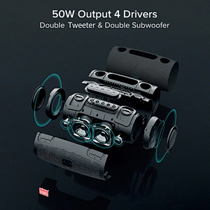 50W Output Power Portable Speaker with UHF Wireless Microphone Built-in 4000mAh Lithium Battery for Karaoke