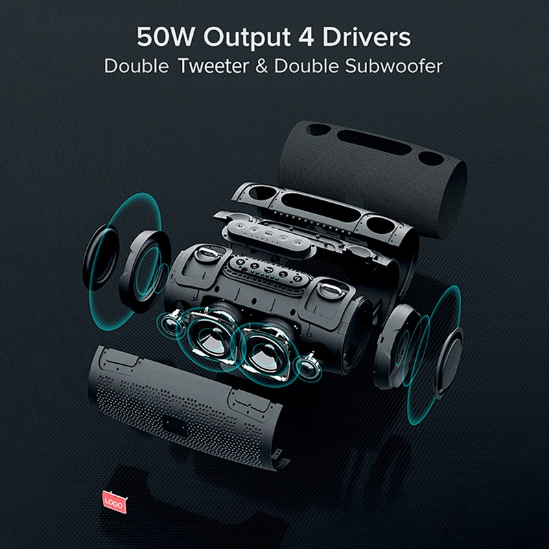50W Output Power Portable Speaker with UHF Wireless Microphone Built-in 4000mAh Lithium Battery for Karaoke