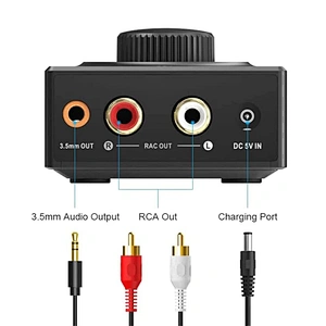 Bluetooth Audio Adapter for Music Streaming Sound System, Bluetooth Receiver with RCA/AUX for Car, Phone, Speaker