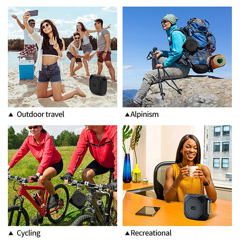 Portable Small Waterproof Rechargeable Outdoor Wireless Bluetooth Stereo Music Speaker with Metal Hook for Mobile Phone
