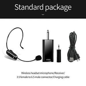 Portable Rechargeable Headset Cordless Microphone Kit With Receiver UHF Condenser Wireless Microphone