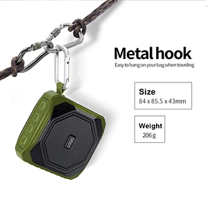 Portable Small Waterproof Rechargeable Outdoor Wireless Bluetooth Stereo Music Speaker with Metal Hook for Mobile Phone
