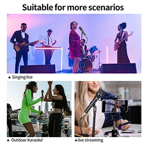 Wired Microphone Zinc Alloy Dynamic Professional Meeting Singing Mic with Collar High Sensitivity