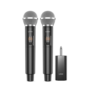 Portable Cordless UHF Microphone Set With Receiver Multi-functional Dual Wireless Dynamic Handheld Microphone Kit For Speakers