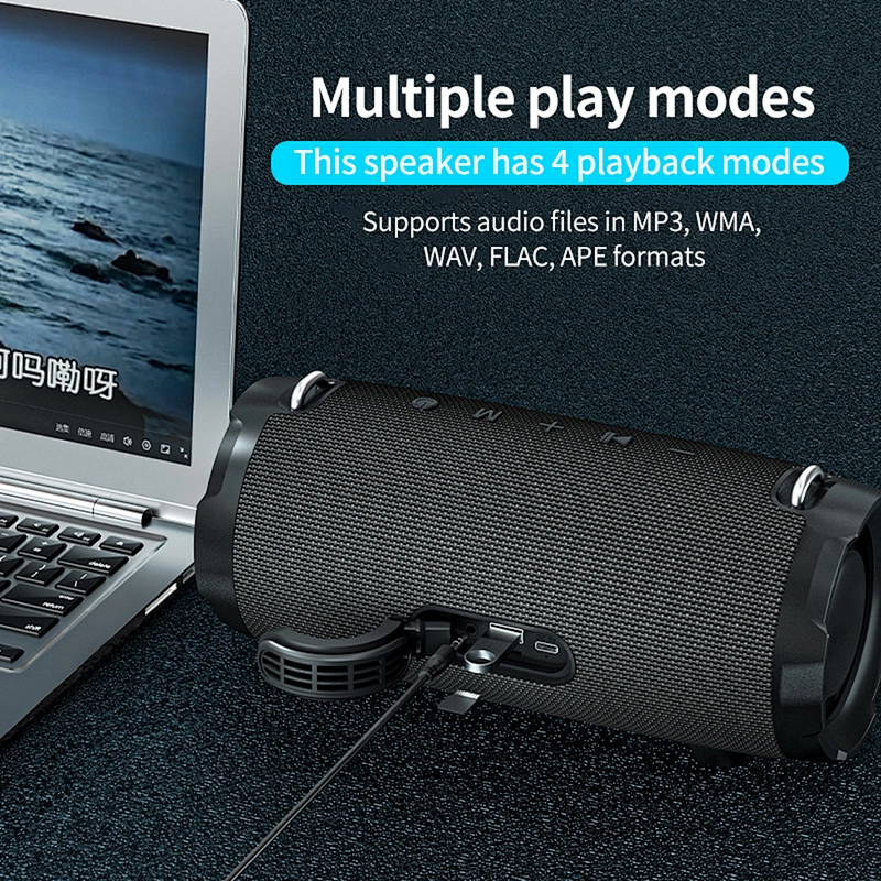 40W Output Power BT Speaker IPX5 Waterproof and 4400mAh Rechargeable Wireless Music Player with 2.6 inch Speaker x 2