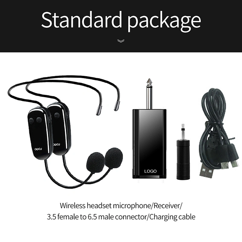 Dual Hands-free Wireless UHF Headset Condenser Microphone Receiver Set Headphone UHF Earpiece Mic and Speaker Microphone