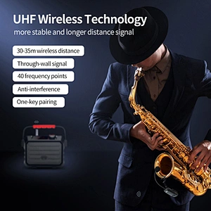 Top Quality Small Portable Rechargeable Professional Saxophone Instrument Condenser UHF Wireless Microphone Systems