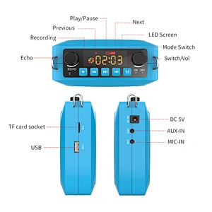 Portable Bluetooth 5.0 Speaker with Headset Wireless Microphone Rechargeable Teaching UHF Voice Amplifier HiFi Recording
