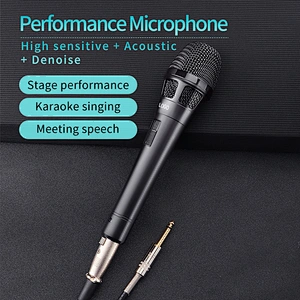 Wired Microphone Zinc Alloy Dynamic Professional Meeting Singing Mic with Collar High Sensitivity