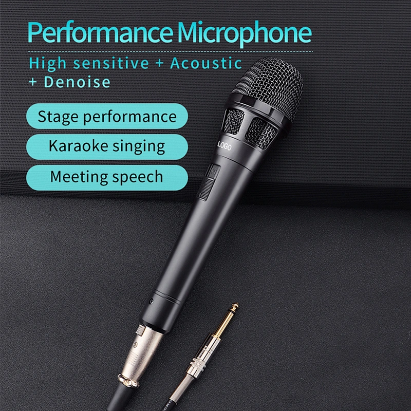 Wired Microphone Zinc Alloy Dynamic Professional Meeting Singing Mic with Collar High Sensitivity