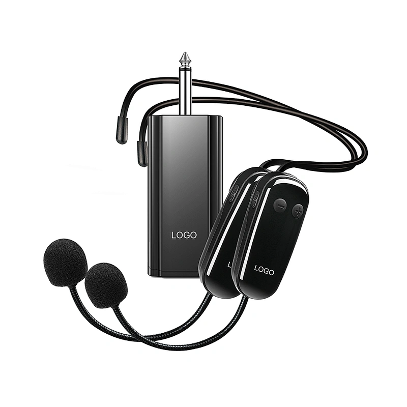 Dual Hands-free Wireless UHF Headset Condenser Microphone Receiver Set Headphone UHF Earpiece Mic and Speaker Microphone