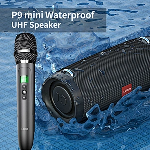 Mini UHF 40W Output Power IPX5 Waterproof 4400mAh Rechargeable Bluetooth Hi-Fi Speaker with UHF Wireless Karaoke Microphone