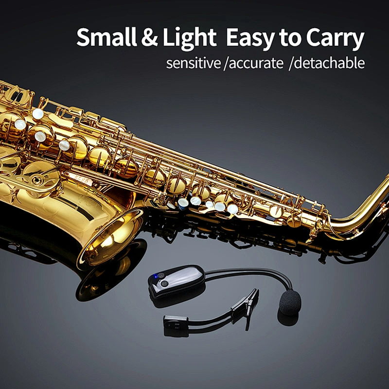 Top Quality Small Portable Rechargeable Professional Saxophone Instrument Condenser UHF Wireless Microphone Systems