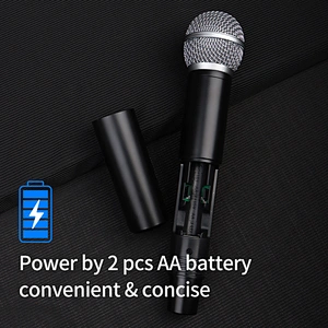 Portable Cordless UHF Microphone Set With Receiver Multi-functional Dual Wireless Dynamic Handheld Microphone Kit For Speakers