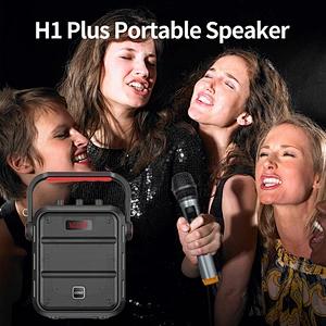 H1 Plus 30W Big Power UHF Wireless Speaker with Handheld Karaoke Microphone Rechargeable PA System Best Portable Speakers