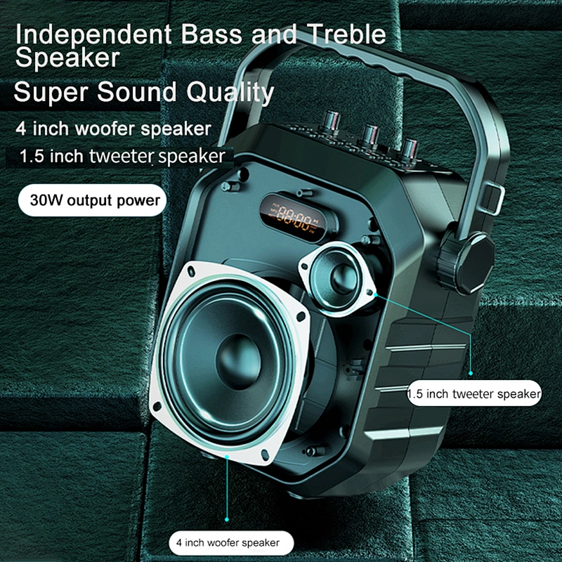 Light Weight Mini Portable Loudspeaker PA System Set with UHF Microphone Big Power Home Karaoke Speaker