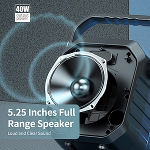 40W Big Power 5.25 Inch Full Range Speaker with Hand-held Microphone UHF Wireless Acoustic Bluetooth 5.0 Speakers for Party