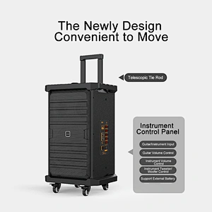 Big Power 150W Trolley Wheeled Big Rechargeable Powerful UHF Dual Wireless Speaker Supermarket Speaker Public