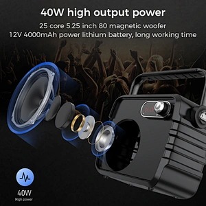 40W Powerful Bluetooth Audio Player With Screen Display And Remote Control Outdoor Wireless Karaoke Speaker Set