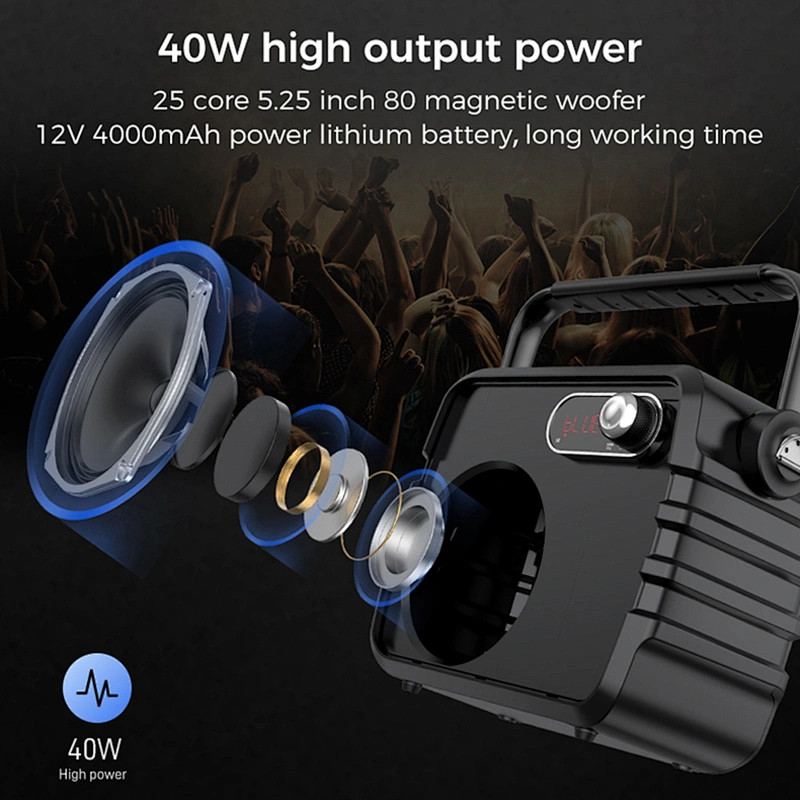 40W Powerful Bluetooth Audio Player With Screen Display And Remote Control Outdoor Wireless Karaoke Speaker Set