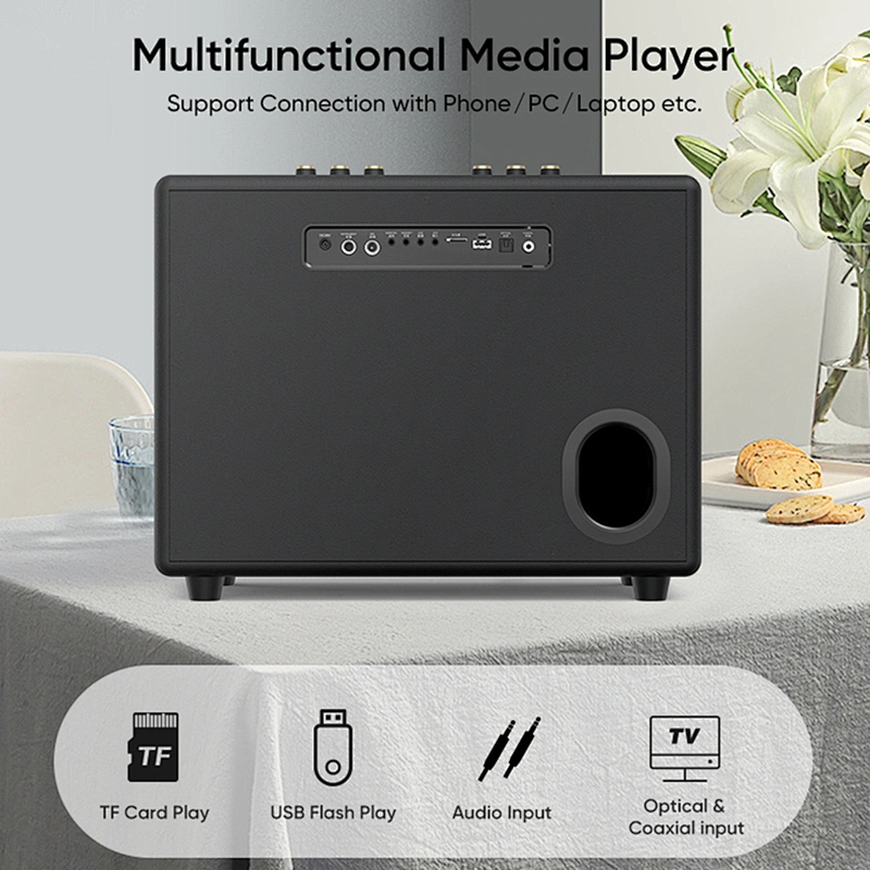 Portable 150W Big Sound Optical input 10000Mah Battery Home Audio Karaoke Speaker with Wireless Microphone