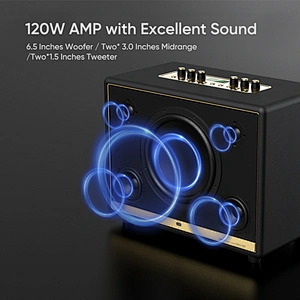 120 Watts Rechargeable Portable Active Powerful Karaoke Amplifier PA System Set Indoor Hi-Fi Wireless Bluetooth Speaker