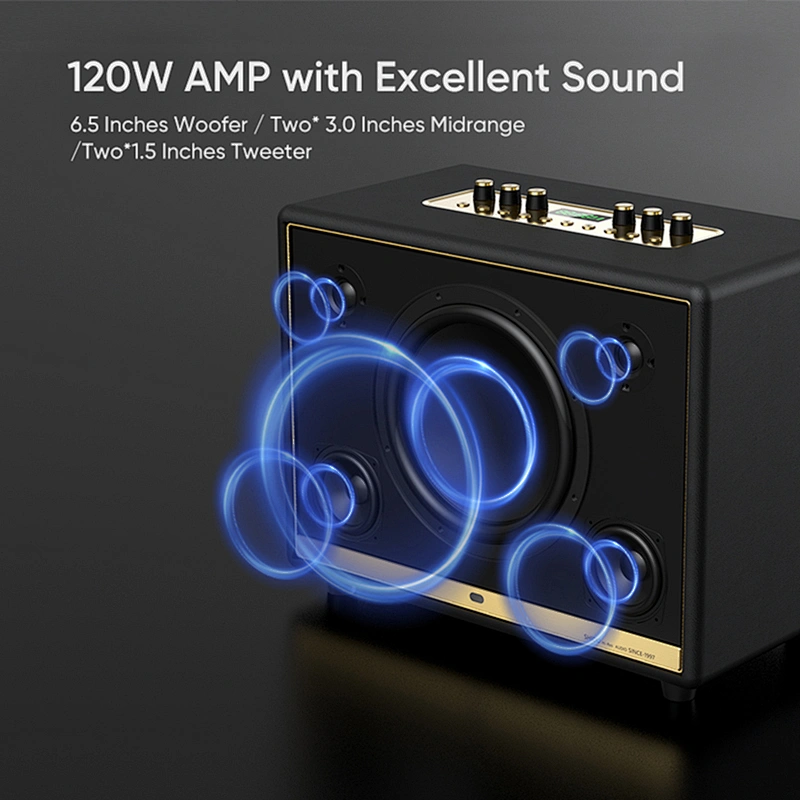 120 Watts Rechargeable Portable Active Powerful Karaoke Amplifier PA System Set Indoor Hi-Fi Wireless Bluetooth Speaker