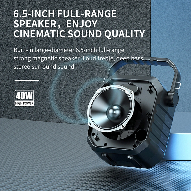 40 Watts 6.5 Inch Big Power Party Speaker With Microphone Light Weight Portable Outdoor Bluetooth Karaoke Speaker