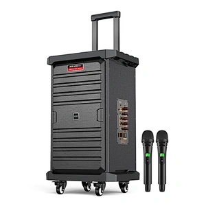Big Power 150W Trolley Wheeled Big Rechargeable Powerful UHF Dual Wireless Speaker Supermarket Speaker Public