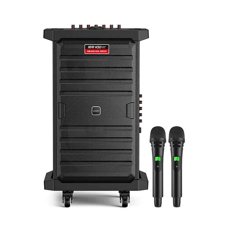 Big Power 150W Trolley Wheeled Big Rechargeable Powerful UHF Dual Wireless Speaker Supermarket Speaker Public