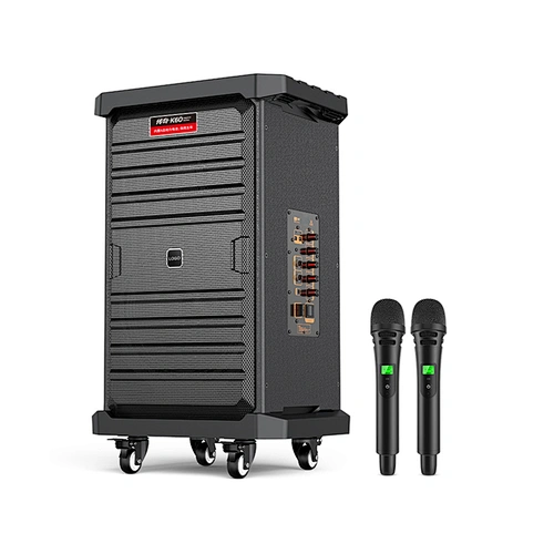 200W Big Rechargeable Powerful UHF Dual Wireless Instrument Trolley Speaker Active Outdoor Portable Karaoke Speaker
