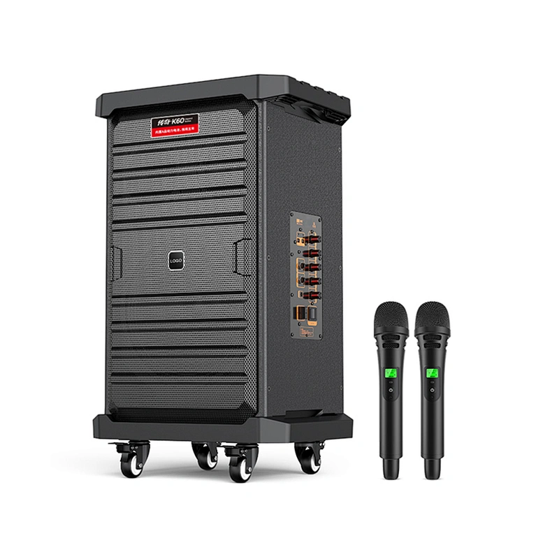 200W Big Rechargeable Powerful UHF Dual Wireless Instrument Trolley Speaker Active Outdoor Portable Karaoke Speaker