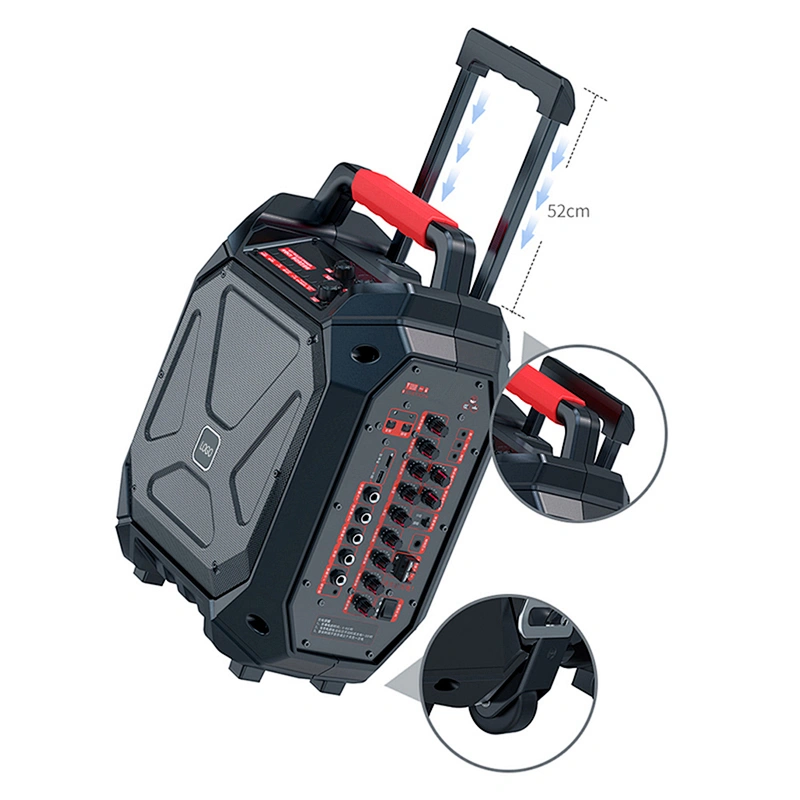 Big Power 120W Original Sound UHF High frequency Wireless PA Technology Karaoke Speaker Trolley Wheels Outdoor Speaker