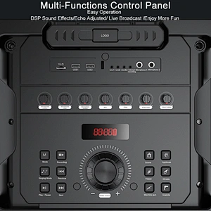200W Big Rechargeable Powerful UHF Dual Wireless Instrument Trolley Speaker Active Outdoor Portable Karaoke Speaker