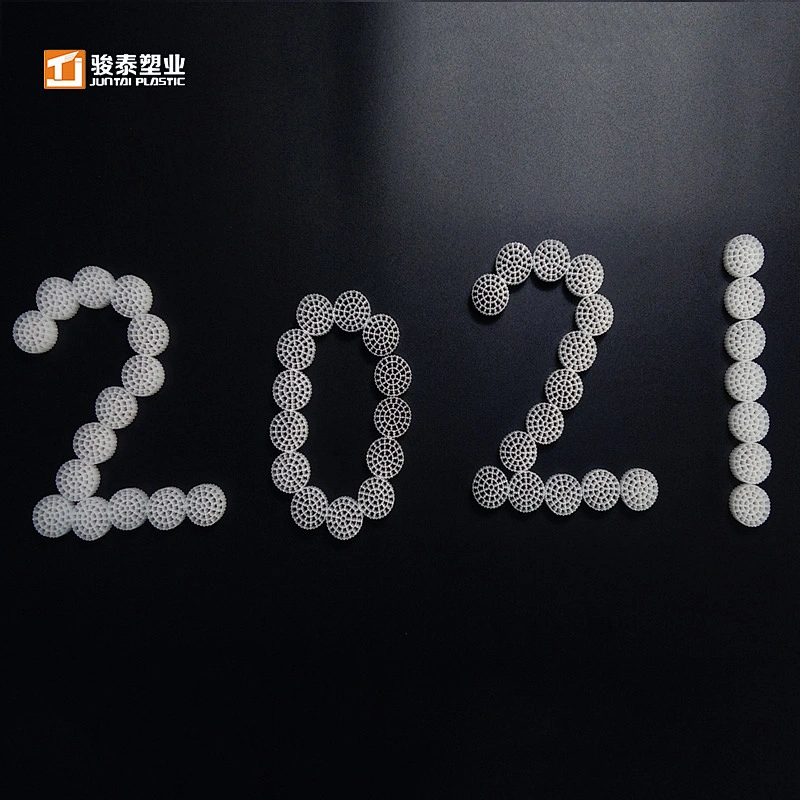 Newly and efficient hdpe mbbr37 juntai patent media mbbr bio filter media watertreatment plant