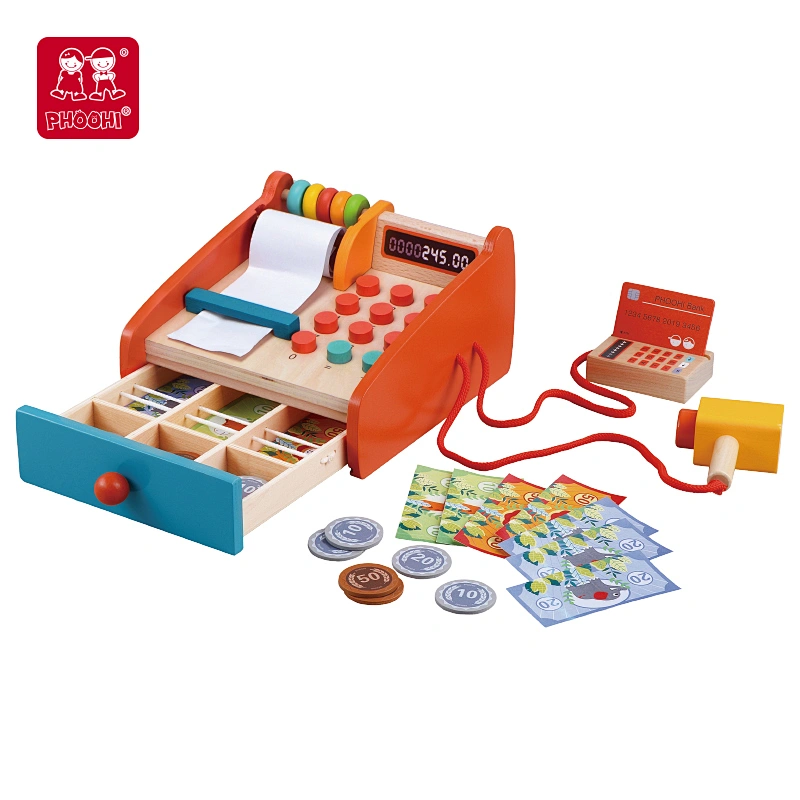 Wooden kids cash register