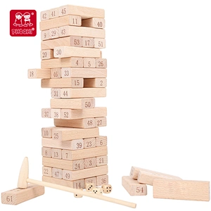 High quality educational stacking blocks game toy 54 pcs wooden tumbling tower