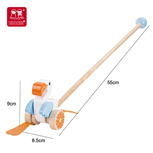 New arrival animal kids learning walker baby wooden hand push along toy for toddler 1+