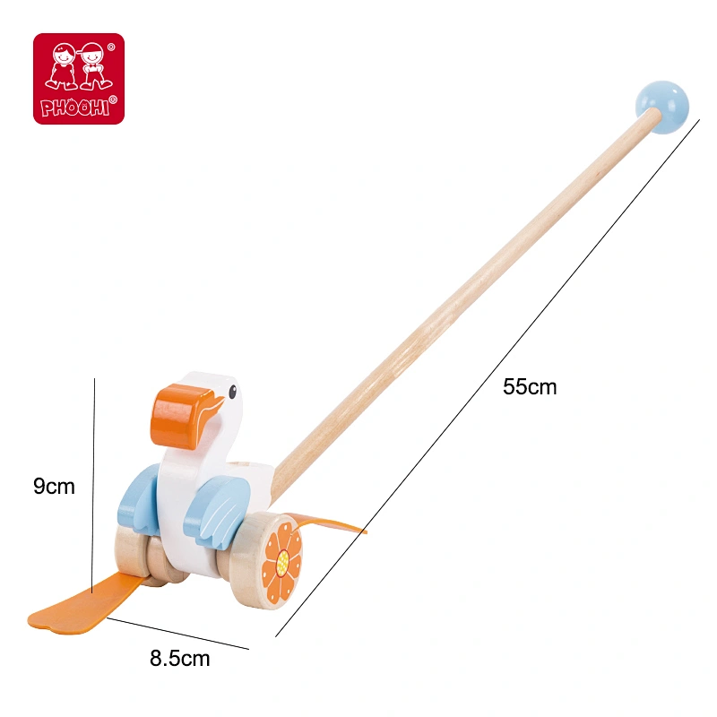 New arrival animal kids learning walker baby wooden hand push along toy for toddler 1+