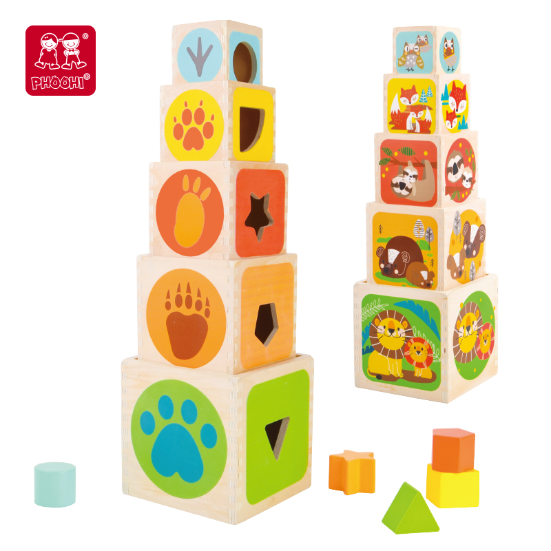Wooden Animal Stacking Cubes